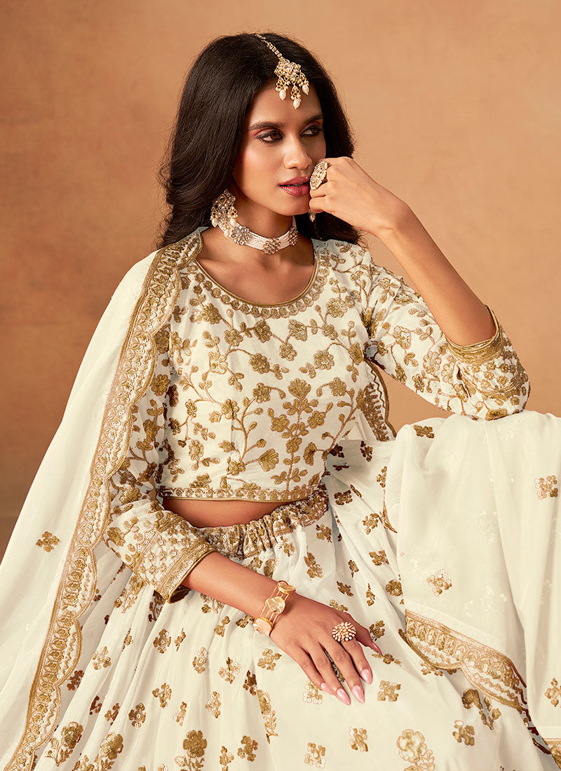 Shop Ivory Designer Lengha Choli At Hatkay
