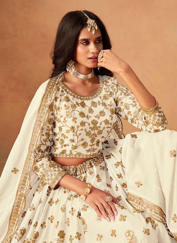 Shop Ivory Designer Lengha Choli At Hatkay