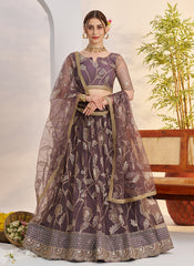 Mauve Purple Threadwork Lehenga Choli
