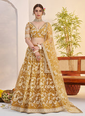 Yellow Threadwork Embroidery Lehenga Choli