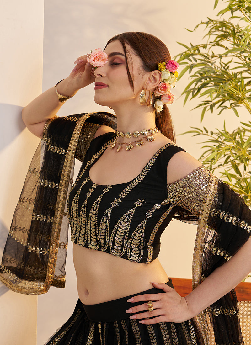 Buy Black Partywear Lehenga Choli 