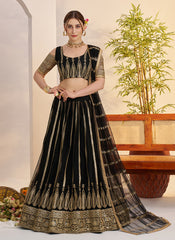 Black Threadwork Embroidery Lehenga Choli
