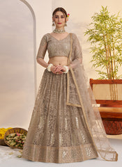 Copper Grey Threadwork Embroidery Lehenga Choli