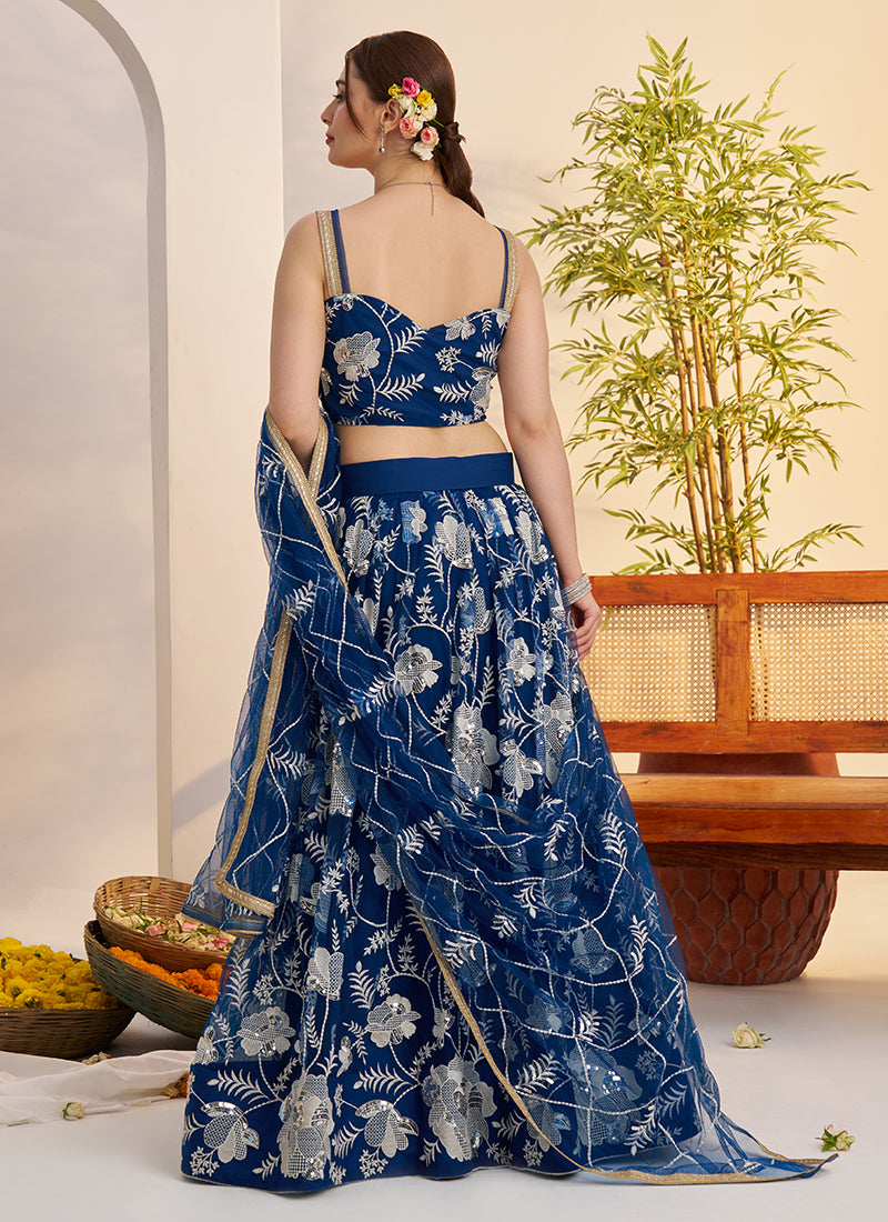 Buy Royal Blue Lehenga Choli In Singapore