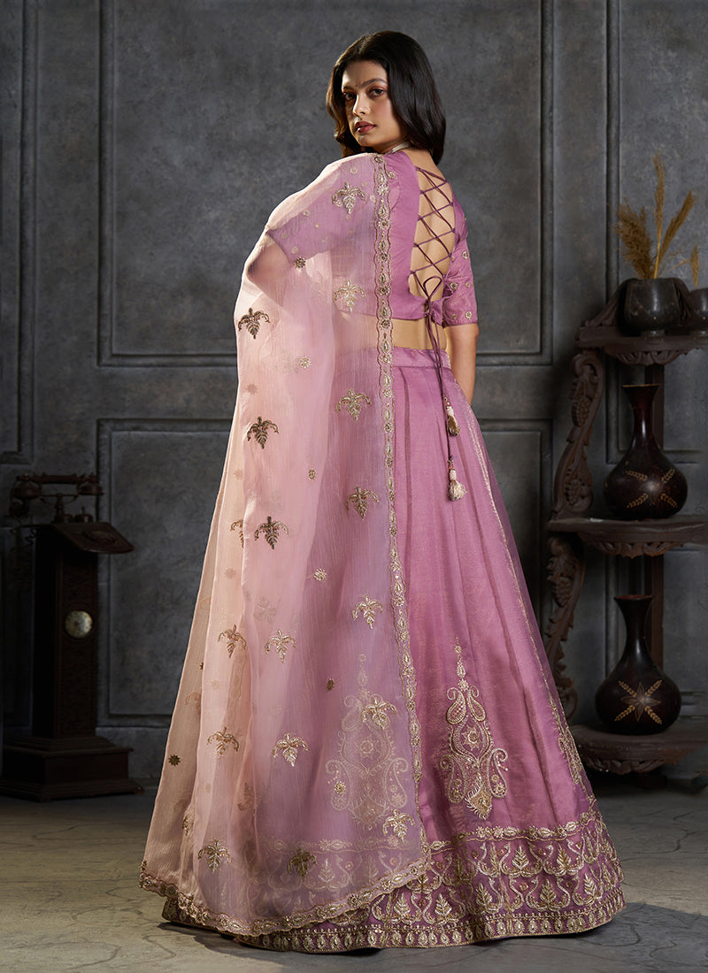 Buy Lavender Silk Lehenga Choli In USA