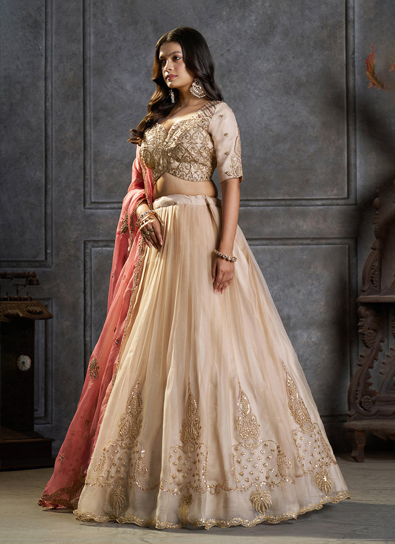 Ivory Engagement Wear Lehenga Choli 