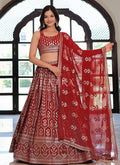 Buy Maroon Fetsive Lehenga Choli In UK