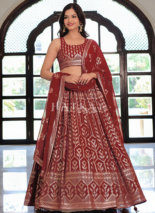 Shop Maroon Sequins Fetsive Lehenga Choli