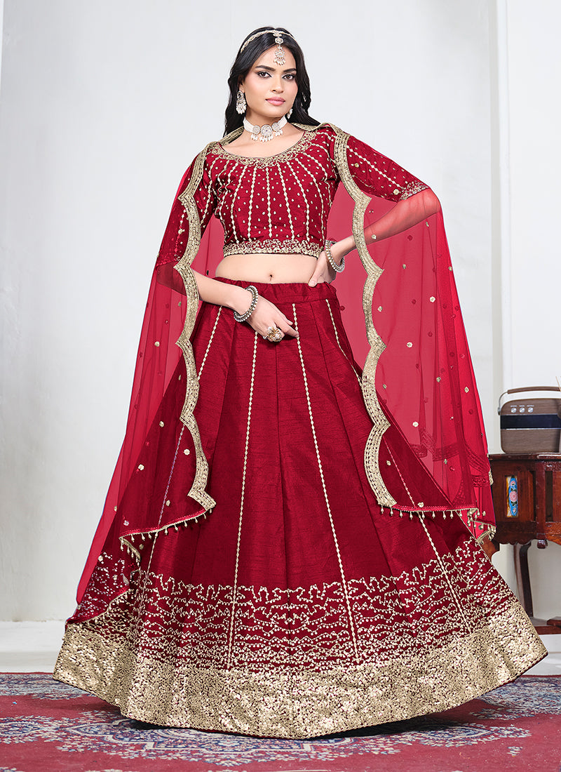 Red Golden Embroidery Bridal Lehenga Choli
