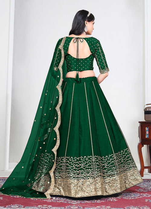 Buy Bottle Green Lehenga Choli In UK