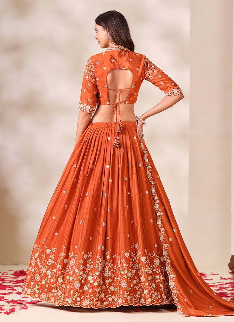 Buy Orange Wedding Lehenga Choli In USA