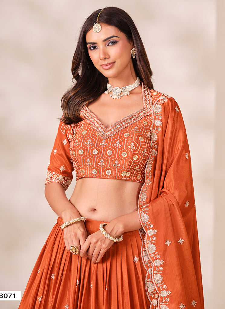 Shop Orange Lehenga Choli In USA