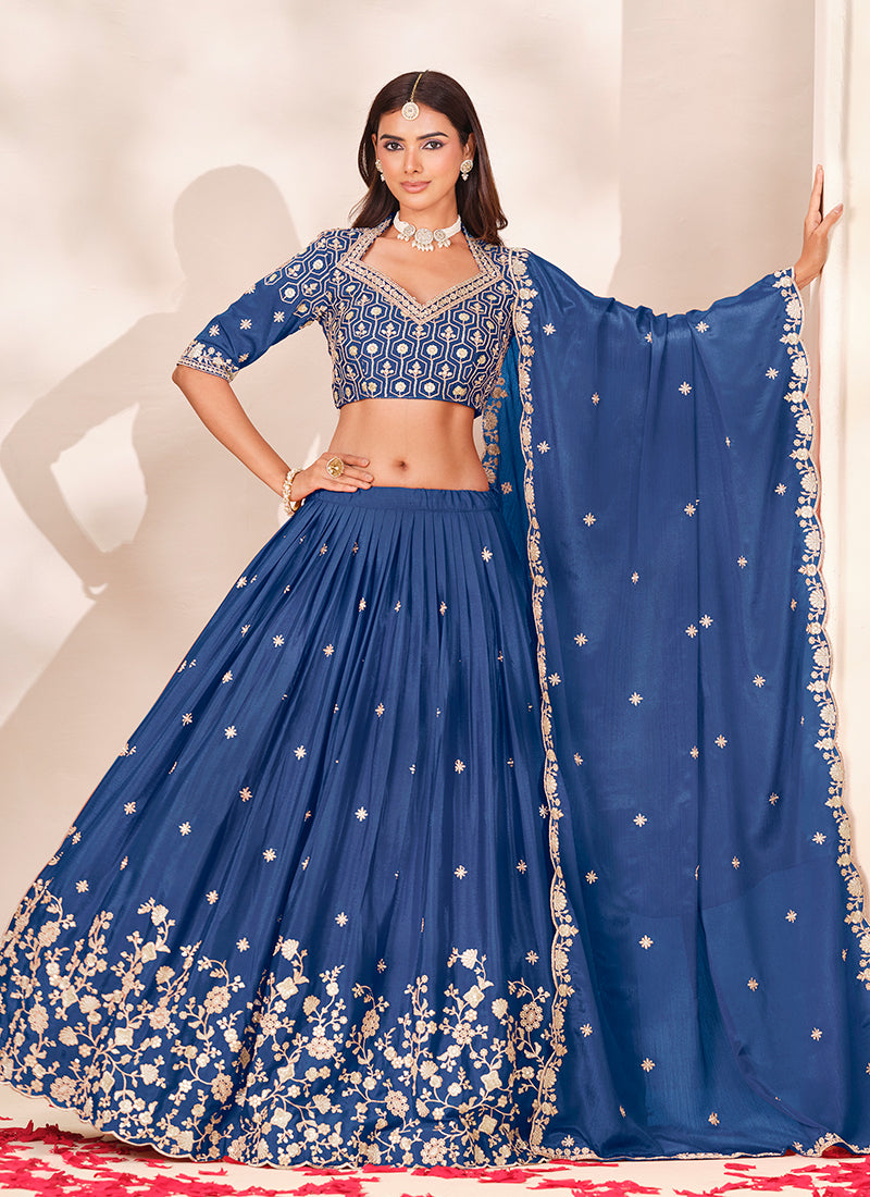 Shop Dark Blue Lehenga Choli Online