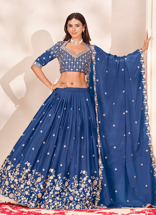 Shop Dark Blue Lehenga Choli Online