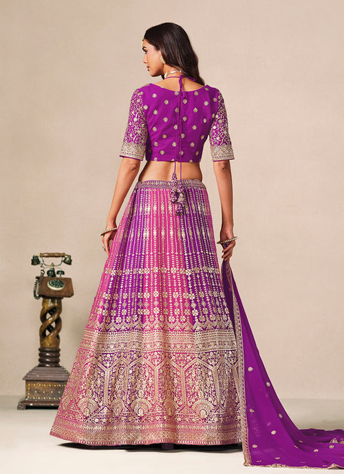 Purple And Magenta Traditional Embroidered Lehenga Choli