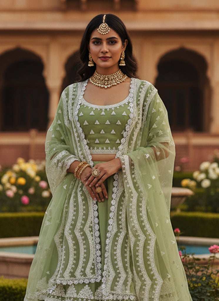Buy Pista Green Lehenga Choli In Australia