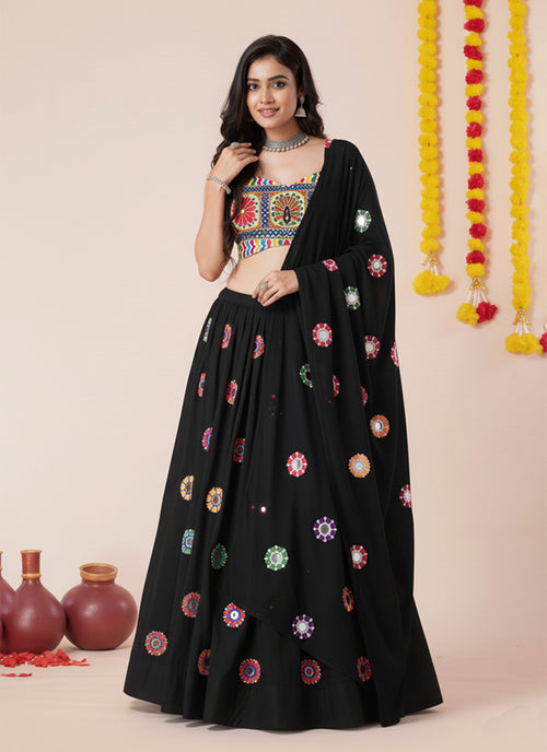 Black Kutchi Embroidered Lehenga Choli