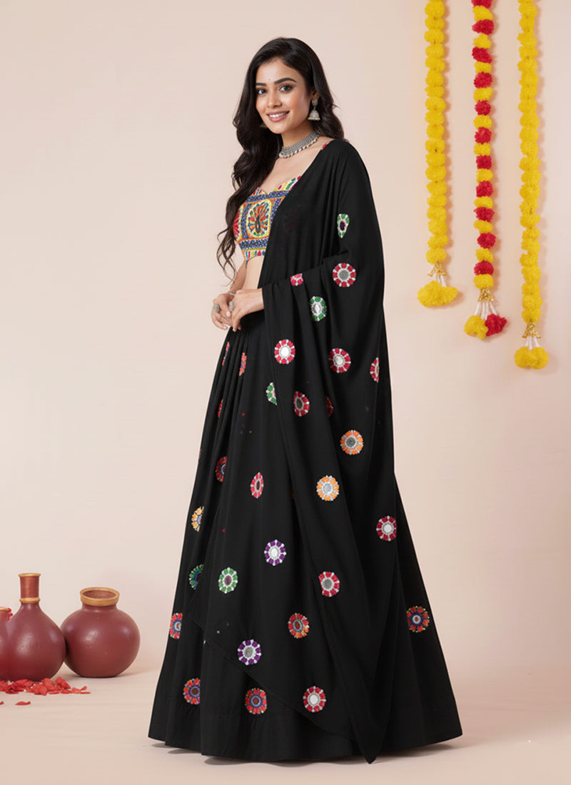 Black Kutchi Embroidered Lehenga Choli