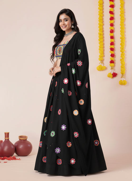 Black Kutchi Embroidered Lehenga Choli