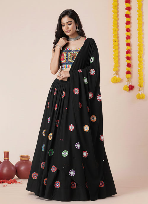 Black Kutchi Embroidered Lehenga Choli
