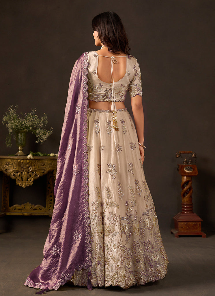 Shop Beige And Purple Party Lehenga Choli In New Zealand 