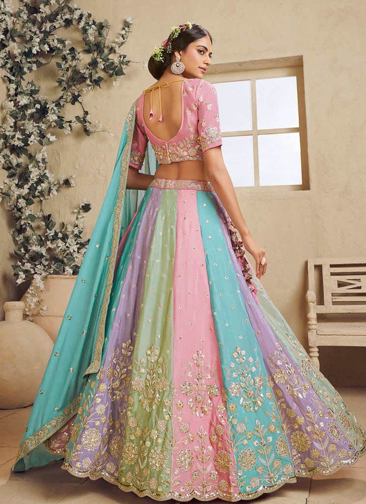 Pink Colour Heavy Work Embroidery Designer Lehenga