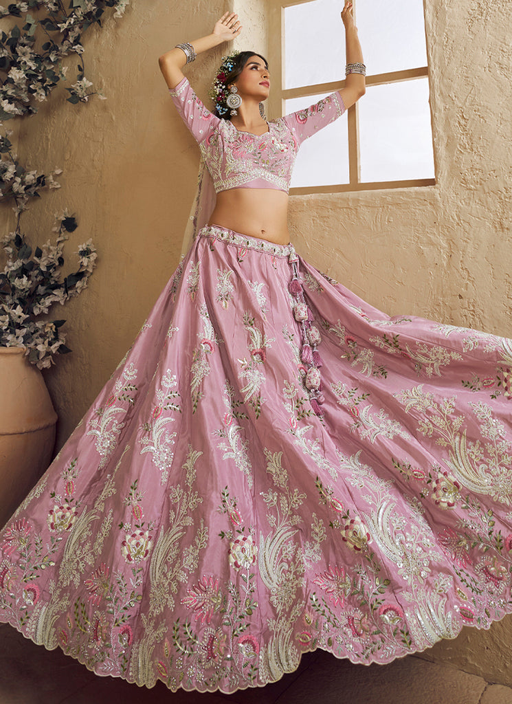 Pink Bridal Wear Lehenga Choli - Hatkay