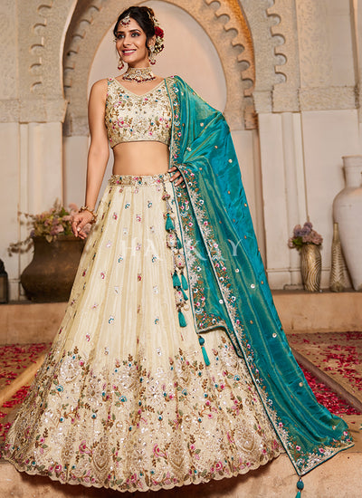 Cream Lehenga Choli