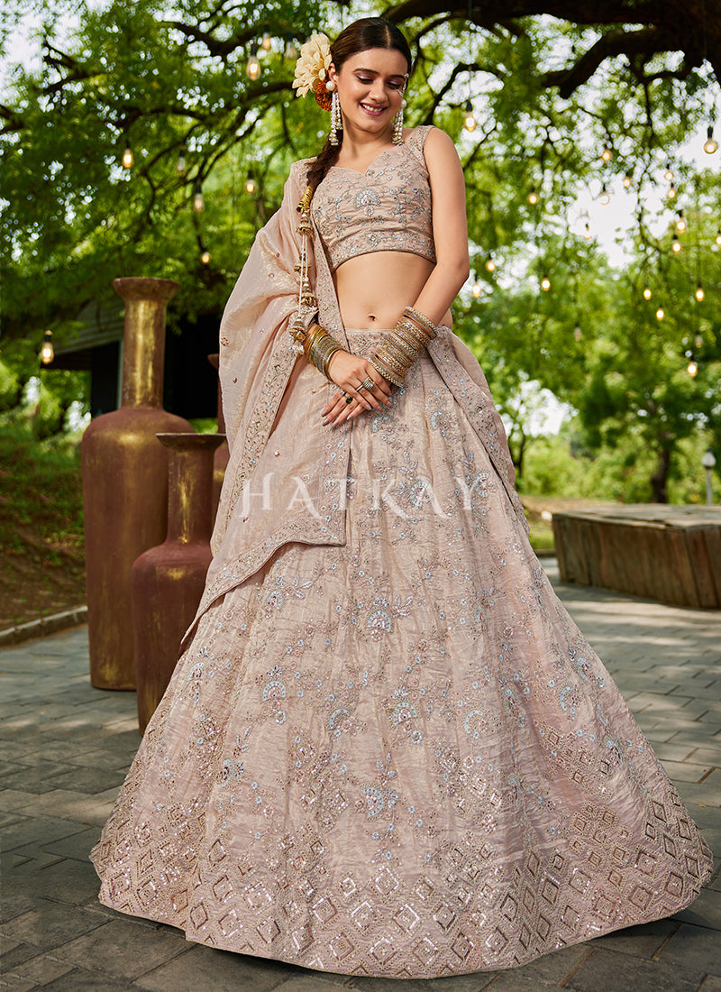 Nude Peach Wedding Lehenga Choli