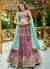 Dusty Mauve Bridal Lehenga Choli With Turquoise Dupatta