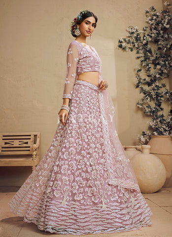 Blush Pink Traditional Embroidery Bridal Lehenga Choli