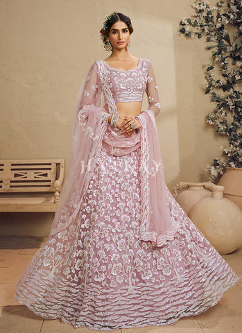 Blush Pink Traditional Embroidery Bridal Lehenga Choli