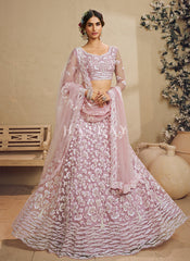 Shop Blush Pink Traditional Embroidery Bridal Lehenga Choli