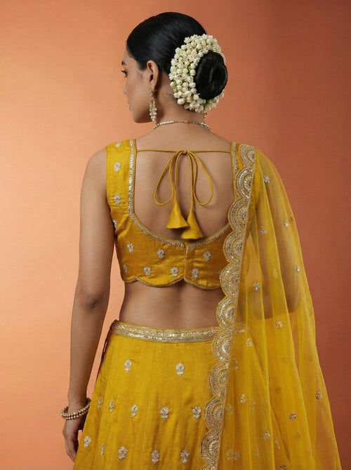  Golden Yellow Wedding Lehenga for Bride