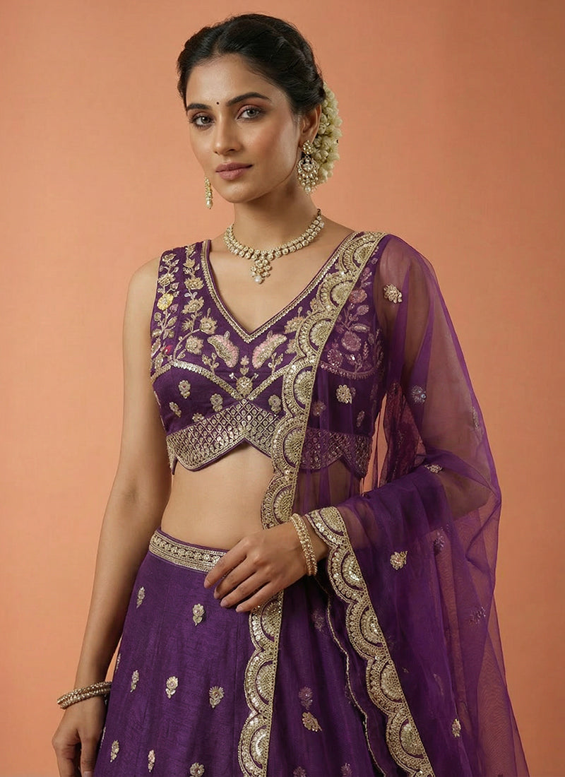 Buy Purple Bridal Lehenga Choli Online In Canada

