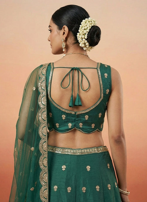 Buy Emerald Green Lehenga Choli In USA