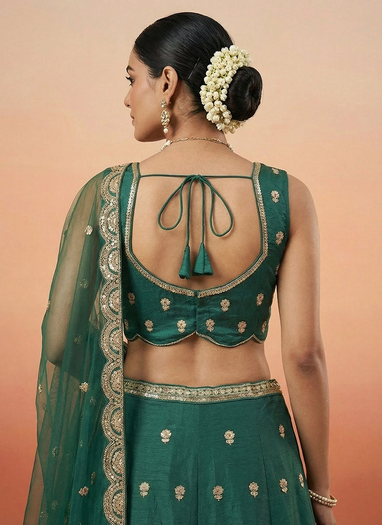 Buy Emerald Green Lehenga Choli In USA