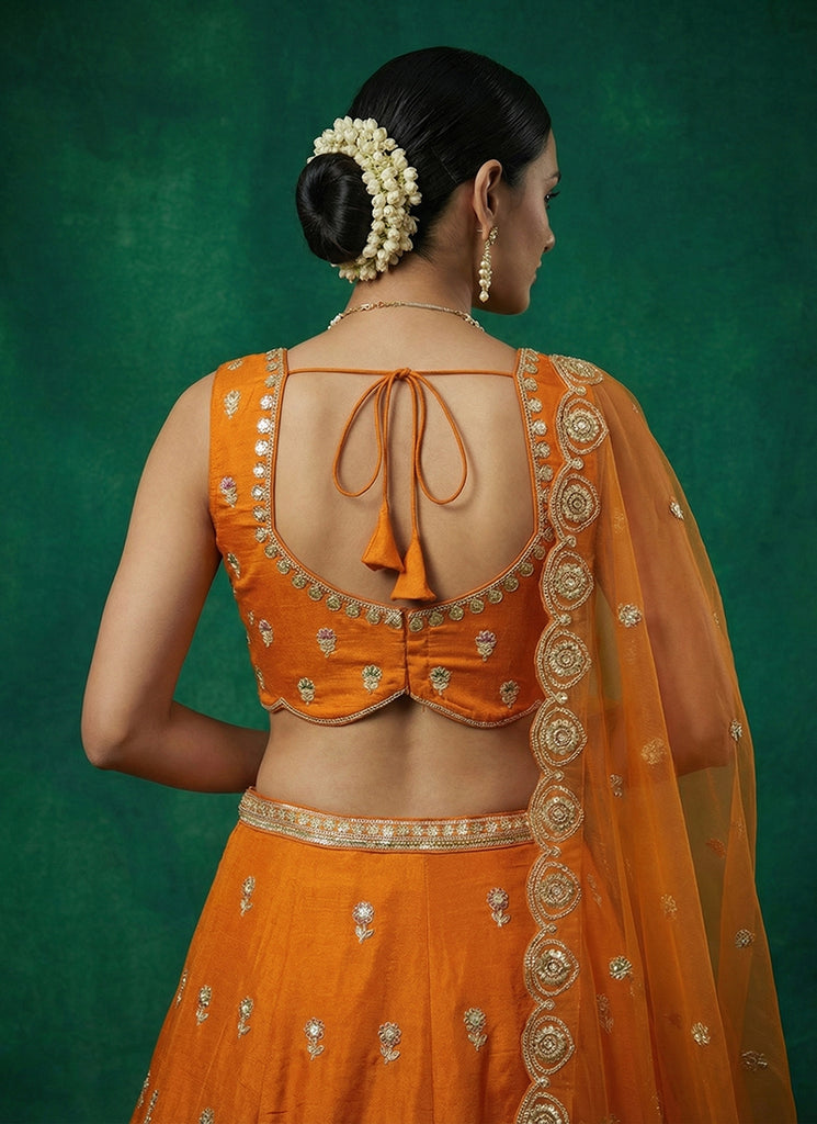 Buy Orange Traditional Lehenga Choli In USA