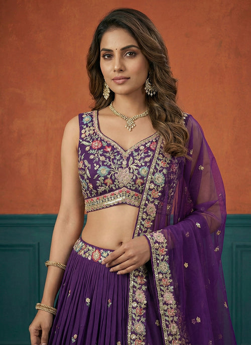 Shop Purple Bridal Lengha Choli Online