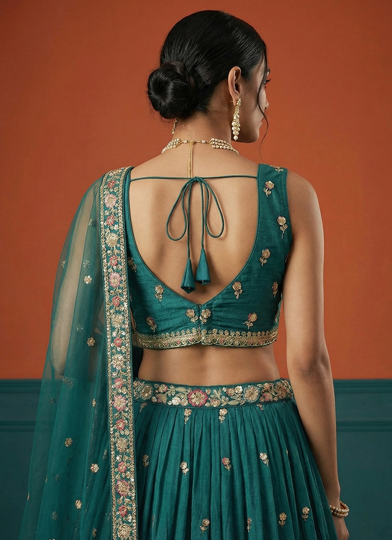 Shop Rama Green Bridal Lahenda Choli Online