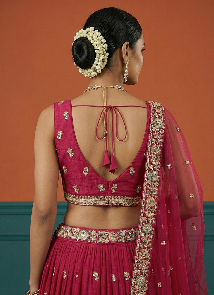 Buy Rich Pink Bridal Lengha Choli In Canada