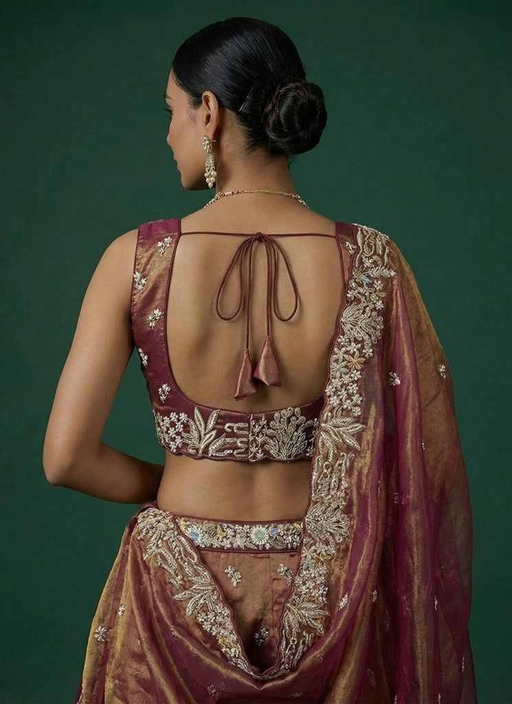 Buy Copper Brown Silk Lehenga Choli In USA