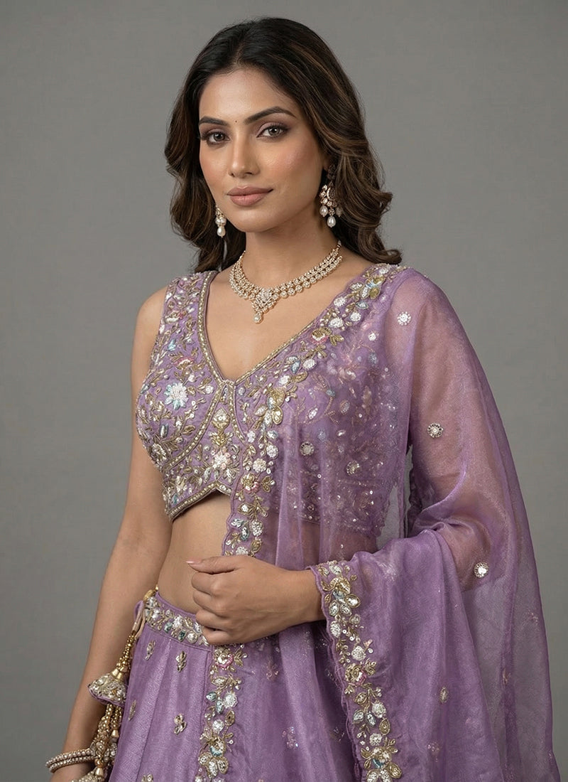 Shop Mauve Purple Lengha Choli Online