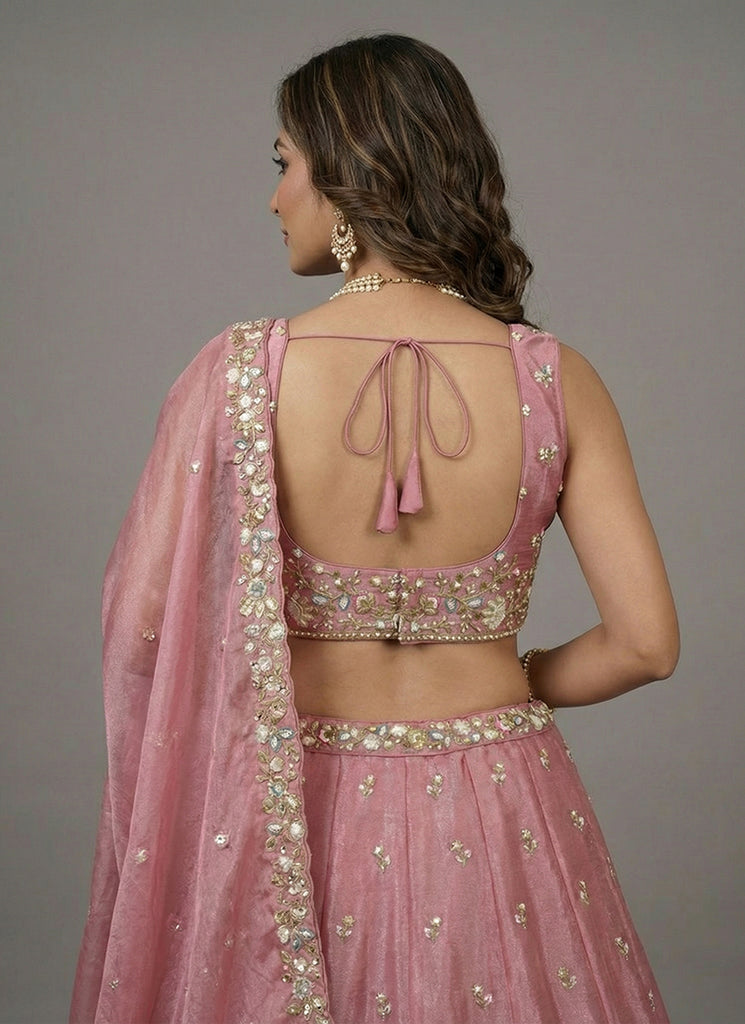 Buy Blush Pink Silk Lehenga Choli In Canada