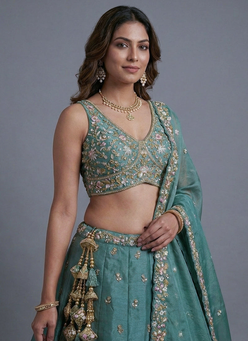 Shop Teal Green Lehenga Choli Online