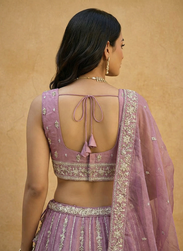 Buy Lavender Wedding Lengha Choli In USA