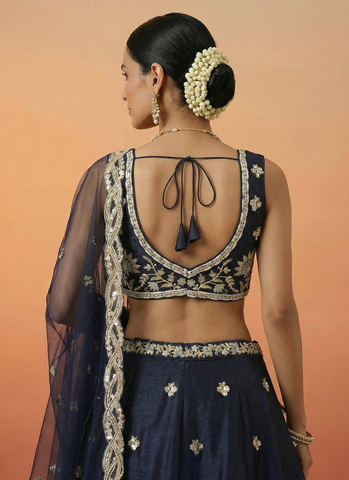 Buy Blue Silk Lehenga Choli In UK
