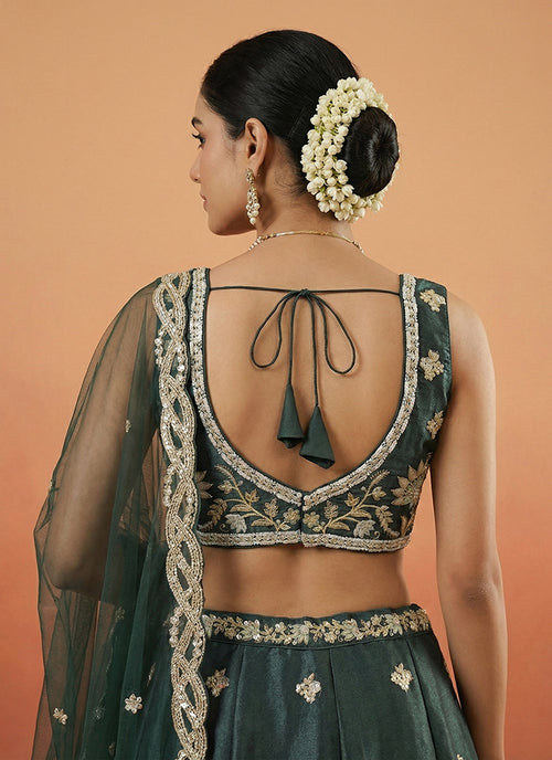 Buy Sage Green Silk Lehenga Choli In Canada