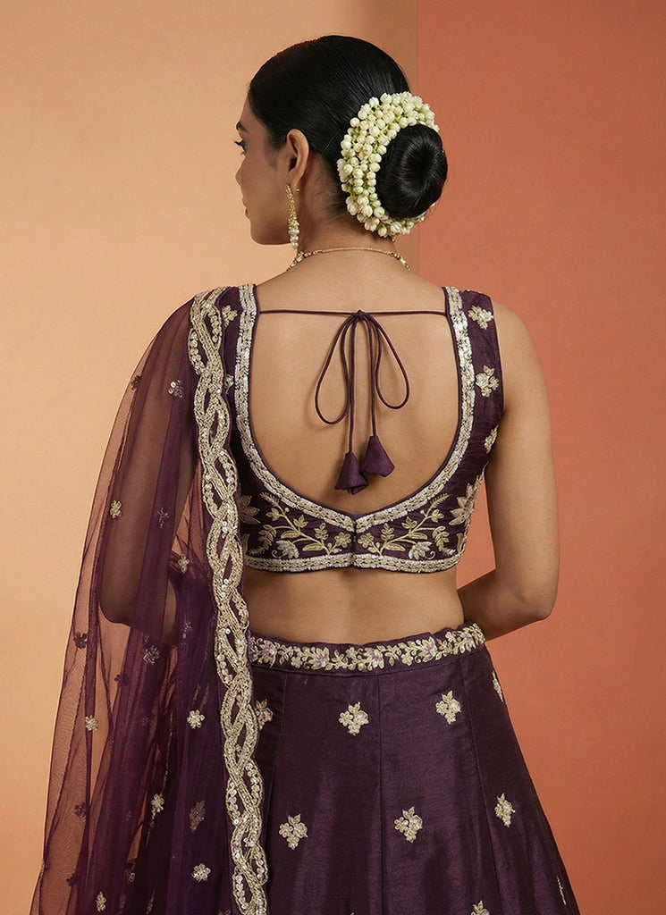 Buy Deep Wine Lehenga Choli In USA