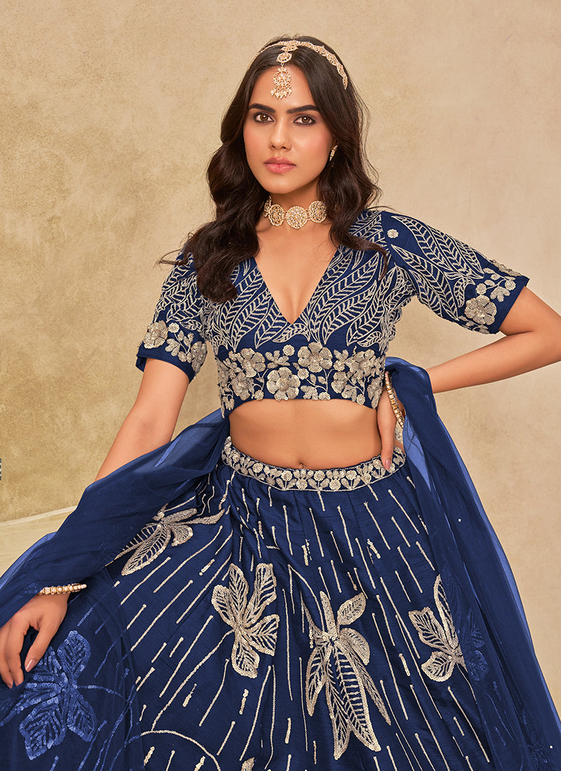 Blue Silk Lehenga Choli 